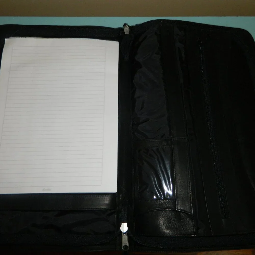 Latico Zippered Leather Portfolio Bag Black